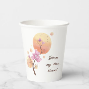 blooming flower for her paper cups