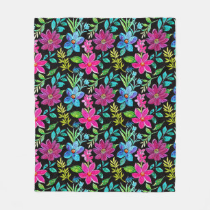 Blooming flower garden chic floral foliage fleece blanket