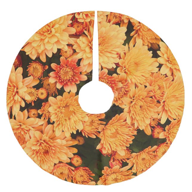 Blooming flowers, colourful background. brushed polyester tree skirt (Front)