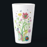 Blooming Flowers for Wild Bees and Bumblebees Latte Mug<br><div class="desc">Meadow Plants and Blooming Flowers for Wild Bees, Bumblebees and Native Pollinators.
Blooming wild flowers are an important source of pollen and nectar for these beautiful, big, fuzzy bees. Book illustration.</div>