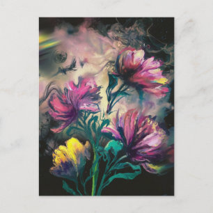Blooming flowers postcard