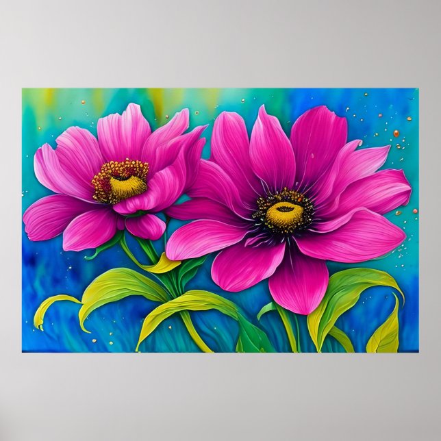 Blooming flowers  poster (Front)