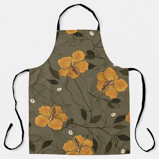 Blooming flowers seamless pattern apron (Front)