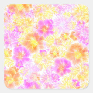 Blooming Flowers Shibori Floral Tie Dye Pattern    Square Sticker