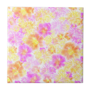 Blooming Flowers Shibori Floral Tie Dye Pattern   Tile
