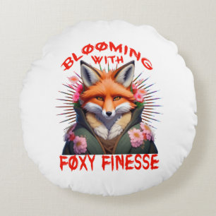 Blooming Fox Fashion Aesthetic Round Cushion