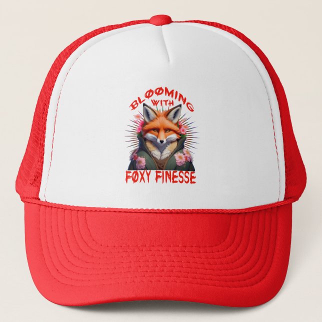 Blooming Fox Fashion Aesthetic Trucker Hat (Front)