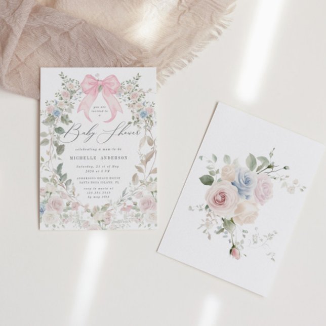 Blooming Garden Bows Pastel Baby Shower Invitation (Creator Uploaded)
