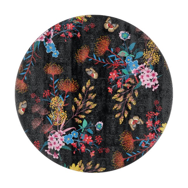 Blooming Garden Butterflies Liberty Style Cutting Board (Front)