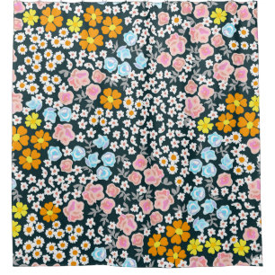 Blooming garden with roses and wildflowers. Vintag Shower Curtain
