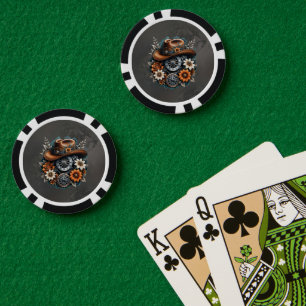 Blooming Gears: Steampunk cowboy style. Poker Chips