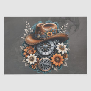 Blooming Gears: Steampunk cowboy style.  Tissue Paper