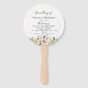 Blooming Geometric Wedding Program Hand Fan