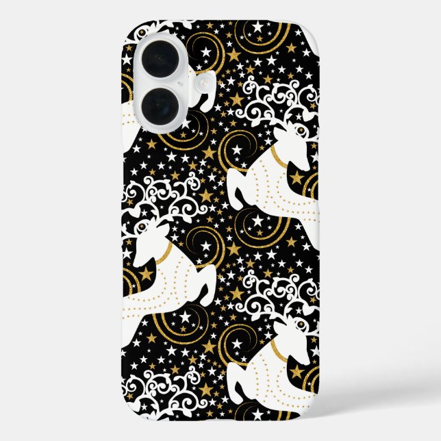 Blooming Golden Christmas Floral Deer Case-Mate iPhone Case (Back)