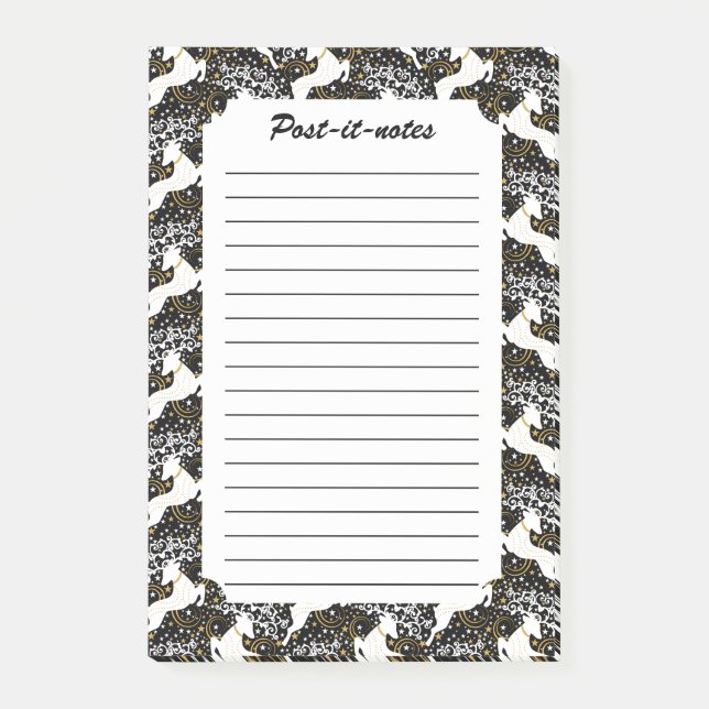 Blooming Golden Christmas Floral Deer Post-it Notes (Front)