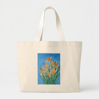 Blooming Golden Daffodils Bold Line Art Large Tote Bag