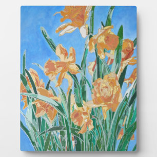 Blooming Golden Daffodils Bold Line Art Plaque