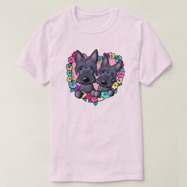 Blooming Heart Scotties T-Shirt (Design Front)