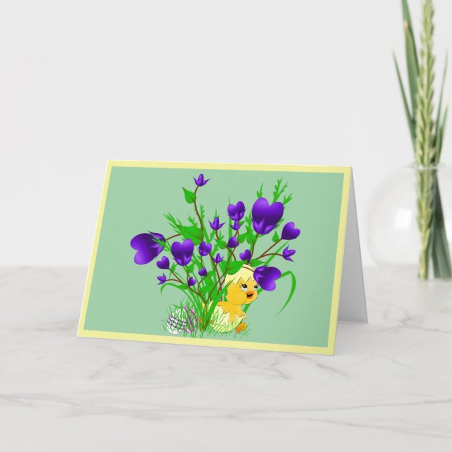 Blooming Hearts Easter Chick Card (Front)