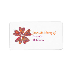 Blooming hearts personalised bookplate - purple label