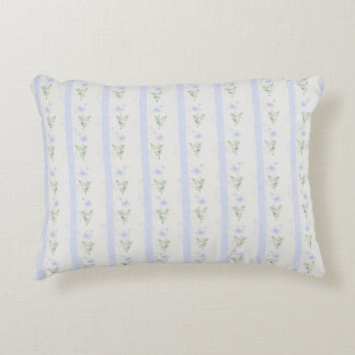 Blooming Heirloom Flower Stripe Blue Romance Decorative Cushion