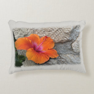 Blooming hibiscus decorative cushion