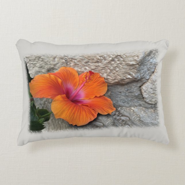Blooming hibiscus decorative cushion (Front)