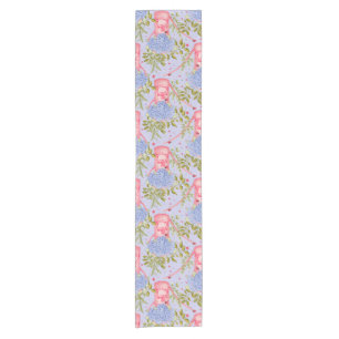 Blooming Hydrangea Cottagecore Pink Watering Cans Short Table Runner