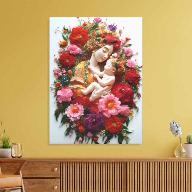 Blooming in Devotion Goddess & Baby  Canvas Print (Insitu(LivingRoom))