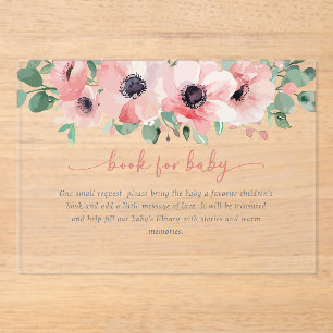 Blooming in Love Pink Baby Shower Book for Baby Acrylic Invitations
