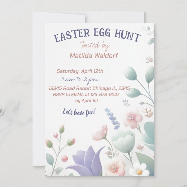 Blooming Joy: A Pastel Easter Celebration Invitation (Front)