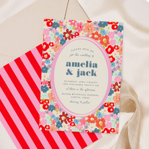 Blooming Joy Bold Bright Floral Garden Wedding Invitation