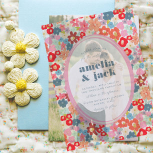 Blooming Joy Bold Bright Floral Garden Wedding Vellum Invitations