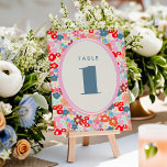 Blooming Joy Bold Bright Floral Table Number<br><div class="desc">This vibrant and playful wedding table number card features a burst of colour! Chic and fun fonts paired with a cheerful floral garden background make this a joy to add to your wedding day. The design duplicates on the reverse side. Pair with the Blooming Joy wedding invitation collection for spring...</div>