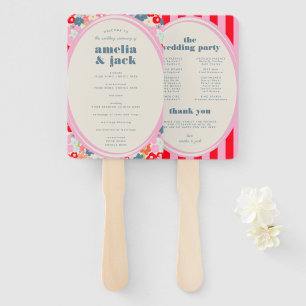 Blooming Joy Bold Bright Floral Wedding Program Hand Fan