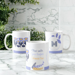 Blooming Joy: Personalised Monogram Floral Coffee Mug