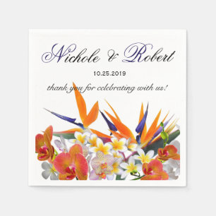 Blooming Joy-Tropical Flowers Wedding Custom Napkin