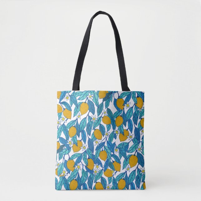 Blooming Lemon: Watercolor Floral Design. Tote Bag (Front)