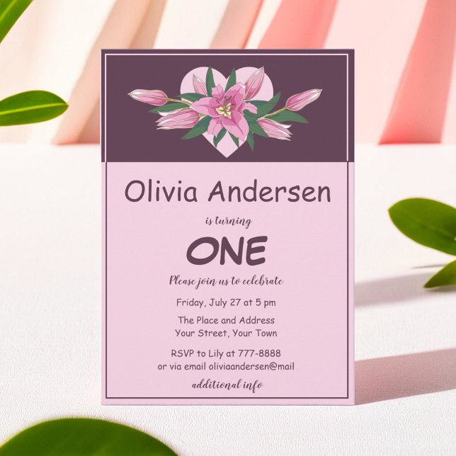 Blooming Lily Elegant Birthday Invitation (Blooming Lily Elegant Birthday Invitation)