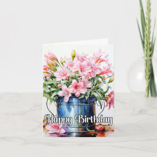 Blooming Lily Flower Illustration Card