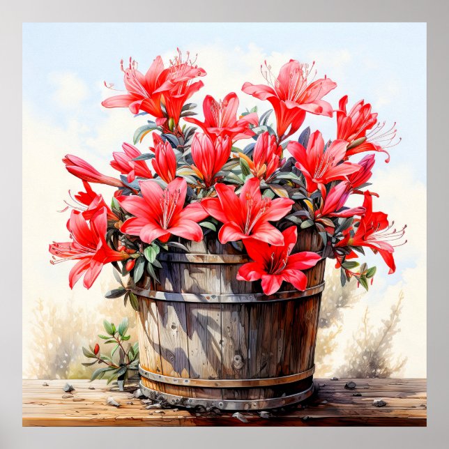 Blooming Lily Flower Illustration Poster (Front)