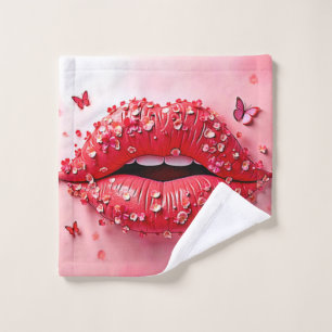 Blooming Lips: Floral Butterfly Kiss Bath Towel Set