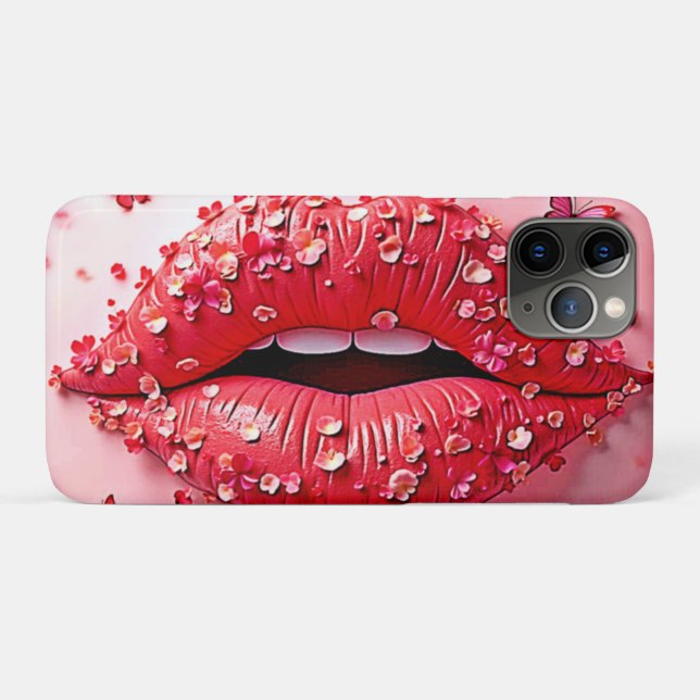 Blooming Lips: Floral Butterfly Kiss Case-Mate iPhone Case (Back (Horizontal))