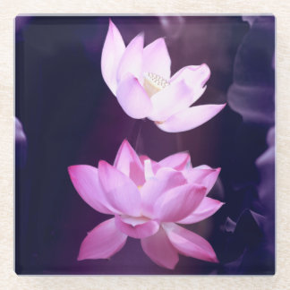 Blooming Lotus Flower Glass Coaster