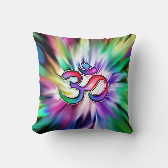 Blooming Lotus Flower Rainbow OM Cushion (Front)