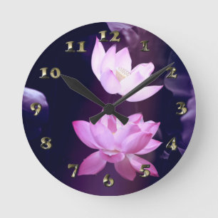 Blooming Lotus Flower Round Clock
