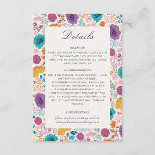 Blooming Love Floral Romantic Pink Purple Wedding Enclosure Card