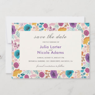 Blooming Love Floral Romantic Pink Purple Wedding Save The Date