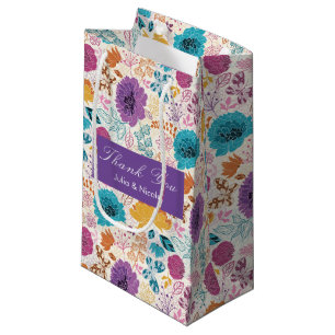Blooming Love Floral Romantic Pink Purple Wedding Small Gift Bag