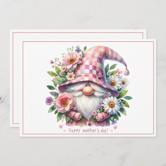 Blooming Love: Mother's Day Gnome Holiday Card (Front/Back)